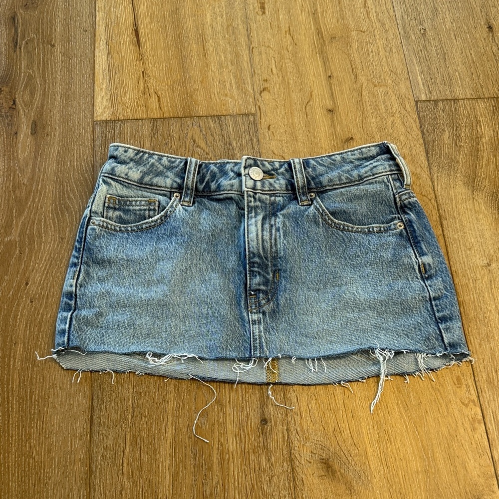 PacSun Blue Distressed Denim Mini Skirt